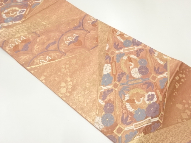 JAPANESE FUKURO OBI / WOVEN FLOWER & BIRD